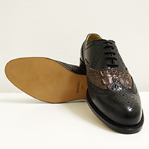 Men’s shoe leather black and caiman leather brown